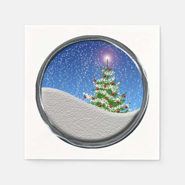 Outdoor Christmas Tree Snowstorm Napkins (Front)
