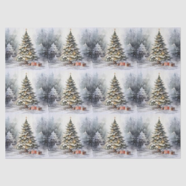 Outdoor Christmas Tree With Presents Tissue Paper (Front)