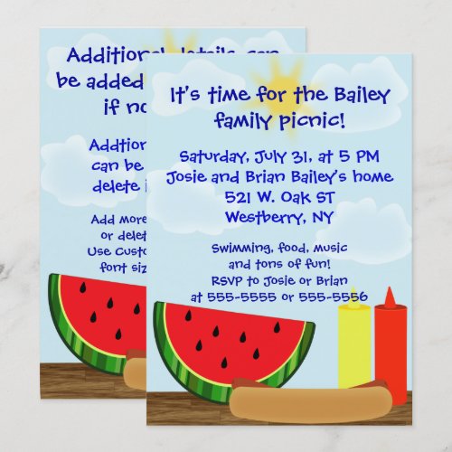 Outdoor Cookout Invitation - Two Sided