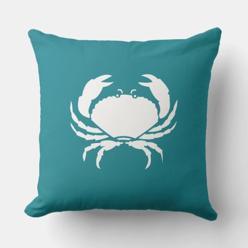 Outdoor CRAB  marine teal sea blue pillow