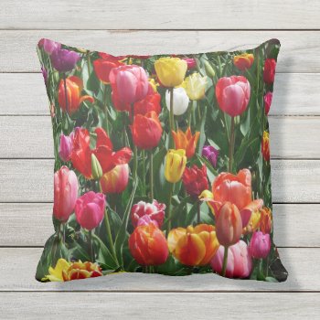 Outdoor Cushion Pretty Tulips Flower Decor Pillow by Lighthouse_Route at Zazzle