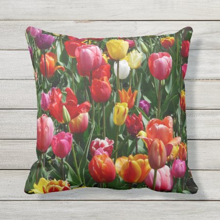 Outdoor Cushion Pretty Tulips Flower Decor Pillow