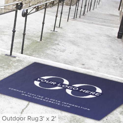 Outdoor Custom Logo Rug Navy Blue 3 x 2