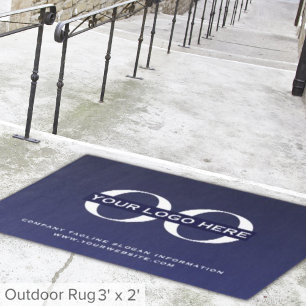 Outdoor Custom Logo Rug Navy Blue 3' x 2'