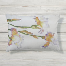 Outdoor Fabric Pillow with Iris Print