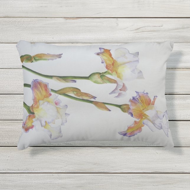 Outdoor Fabric Pillow with Iris Print (Front)