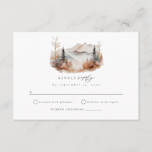 Outdoor Fall Mountain Wedding RSVP Enclosure Card