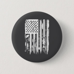 Outdoor Fishing American Flag Fisherman Fish Lover Button