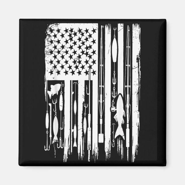 Outdoor Fishing American Flag Fisherman Fish Lover Magnet (Front)