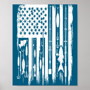 Outdoor Fishing American Flag Fisherman Fish Lover Poster