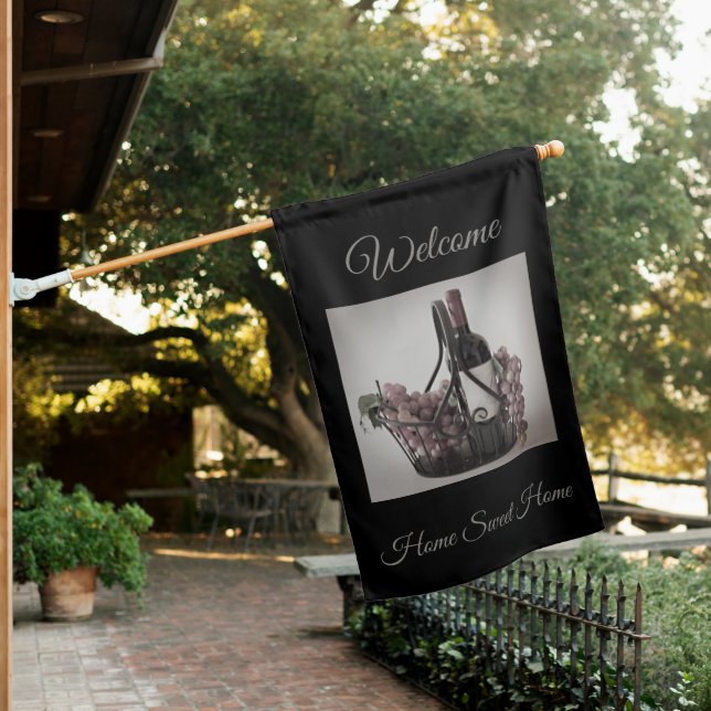 Outdoor Flag Wine & Grapes Welcome HSH (In SItu)