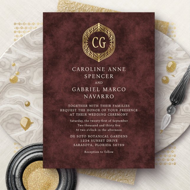 Outdoor Formal Nature Monogram Wedding Foil Invitation (Creator Uploaded)