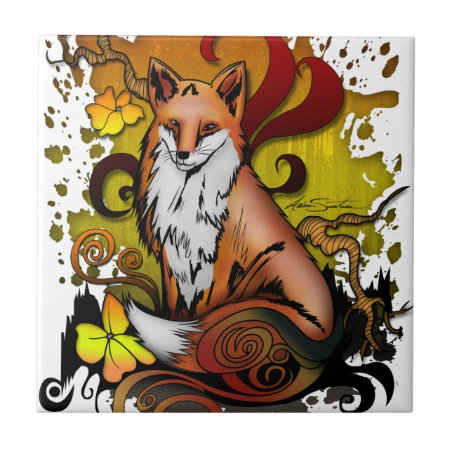 Outdoor Fox Ceramic Tile (Front)