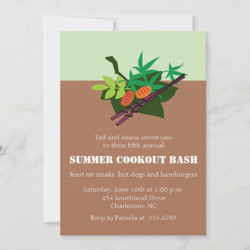 Outdoor fun _ bbq party invitations