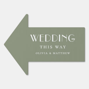 Outdoor Garden Wedding. Sage Green Arrow Direction Sign