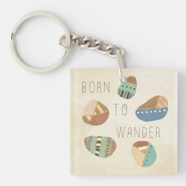 Outdoor Geo IX | Born to Wander Keychain (Front)