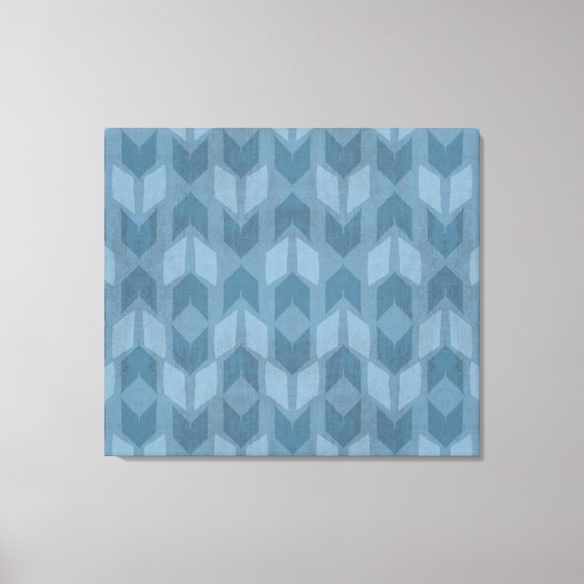 Outdoor Geo Step | Blue Arrow Pattern Canvas Print (Front)