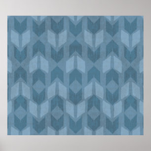 Outdoor Geo Step Blue Arrow Pattern Poster