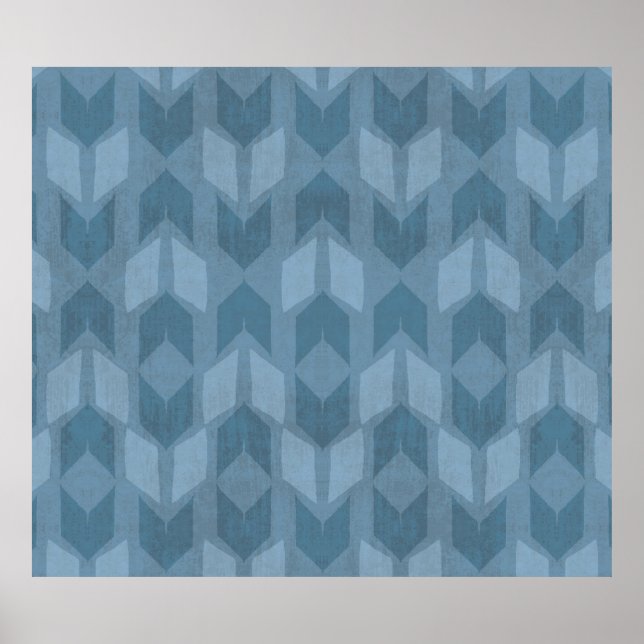 Outdoor Geo Step | Blue Arrow Pattern Poster (Front)