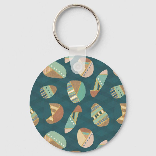 Outdoor Geo Step | Blue Pattern Keychain (Front)