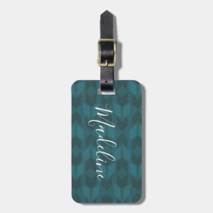 Outdoor Geo Step Dark Teal Pattern Luggage Tag