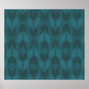 Outdoor Geo Step Dark Teal Pattern Poster