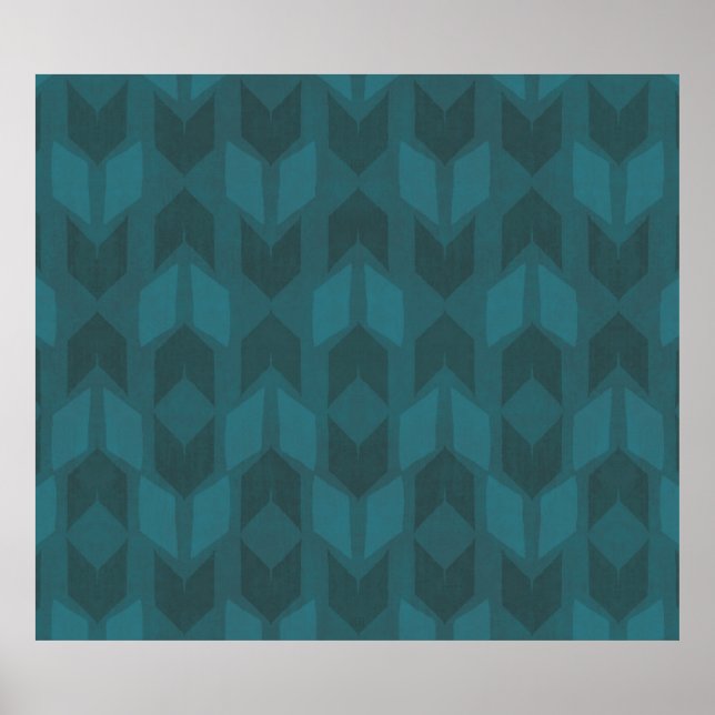 Outdoor Geo Step | Dark Teal Pattern Poster (Front)