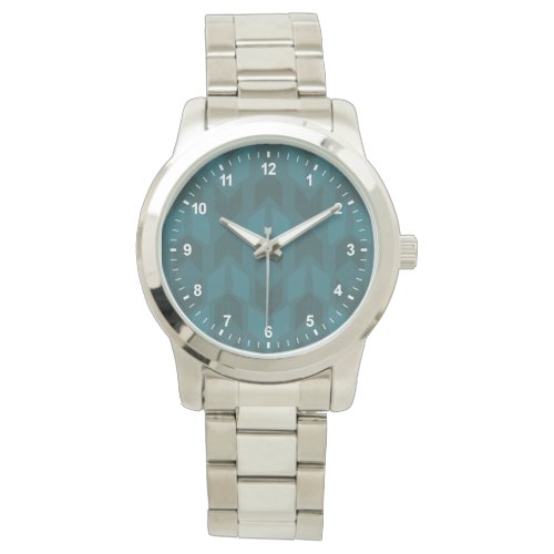 Outdoor Geo Step  Dark Teal Pattern Watch