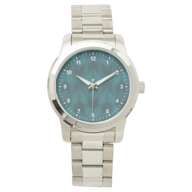 Outdoor Geo Step | Dark Teal Pattern Watch (Front)