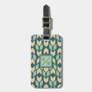 Outdoor Geo Step Geometric Teal Arrow Pattern Luggage Tag