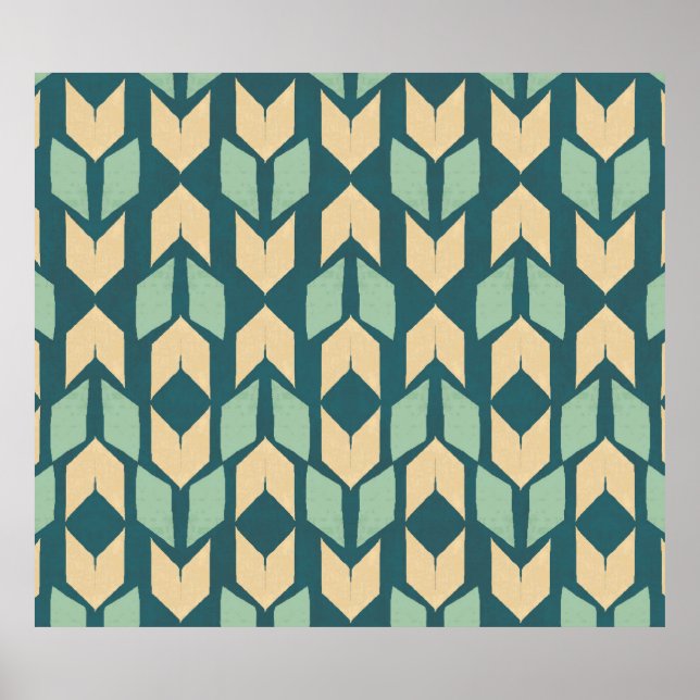 Outdoor Geo Step | Geometric Teal Arrow Pattern Poster (Front)