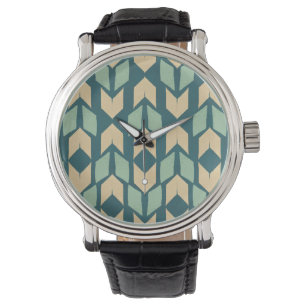 Outdoor Geo Step Geometric Teal Arrow Pattern Watch