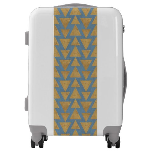 Outdoor Geo Step  Gold  Blue Pattern Luggage