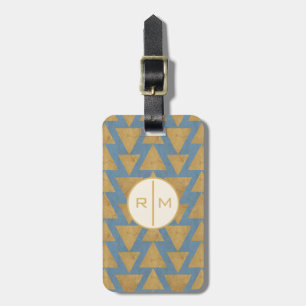 Outdoor Geo Step Gold & Blue Pattern Luggage Tag