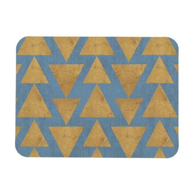 Outdoor Geo Step | Gold & Blue Pattern Magnet (Horizontal)
