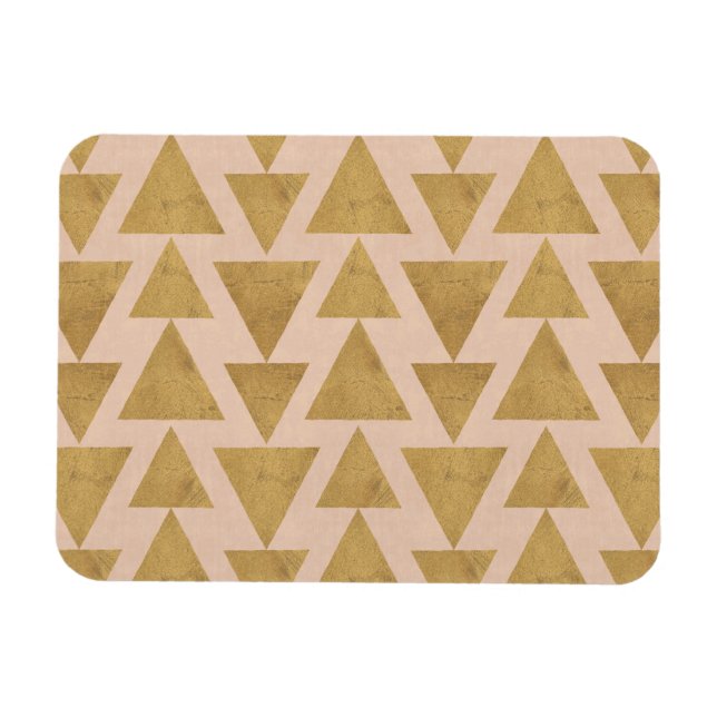 Outdoor Geo Step | Gold & Coral Geometric Pattern Magnet (Horizontal)