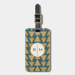 Outdoor Geo Step Gold & Dark Teal Pattern Luggage Tag
