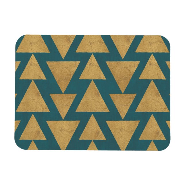 Outdoor Geo Step | Gold & Dark Teal Pattern Magnet (Horizontal)