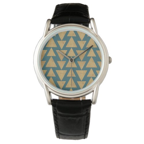 Outdoor Geo Step  Gold  Dark Teal Pattern Watch