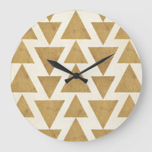 Outdoor Geo Step Gold Geometric Pattern Large Clock