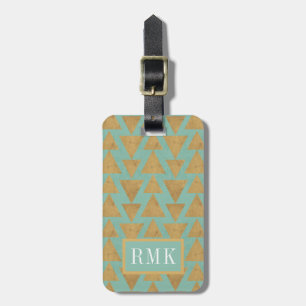 Outdoor Geo Step Gold & Teal Pattern Luggage Tag