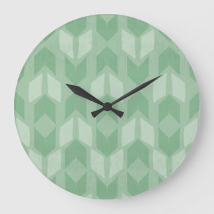 Outdoor Geo Step Green Arrow Pattern Large Clock