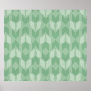 Outdoor Geo Step Green Arrow Pattern Poster