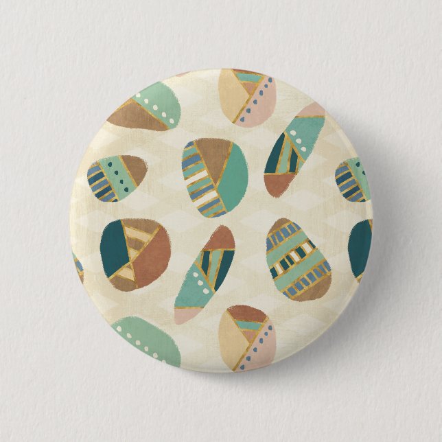 Outdoor Geo Step  | Teal Pattern Button (Front)