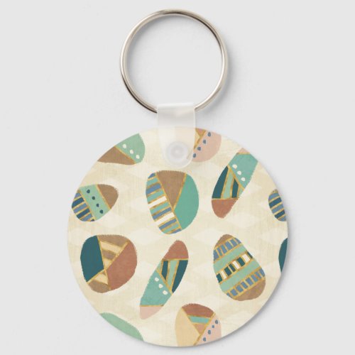 Outdoor Geo Step   Teal Pattern Keychain