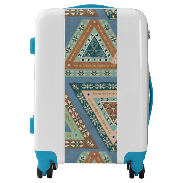 Outdoor Geo X | Blue Tribal Indian Pattern Luggage (Front)