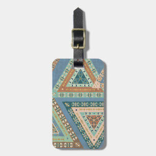 Outdoor Geo X Blue Tribal Indian Pattern Luggage Tag