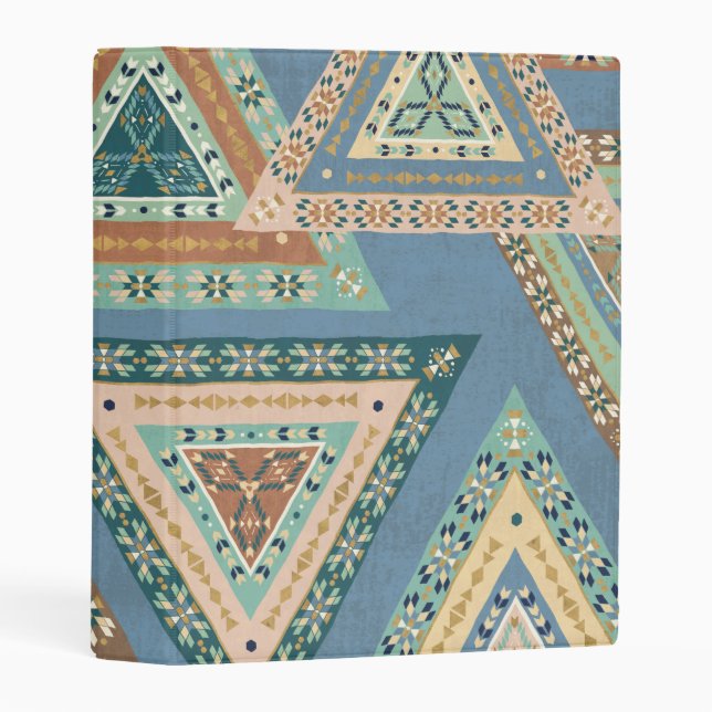 Outdoor Geo X | Blue Tribal Indian Pattern Mini Binder (Front/Spine)