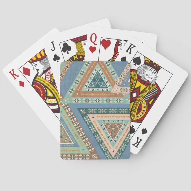 Outdoor Geo X | Blue Tribal Indian Pattern Poker Cards (Back)