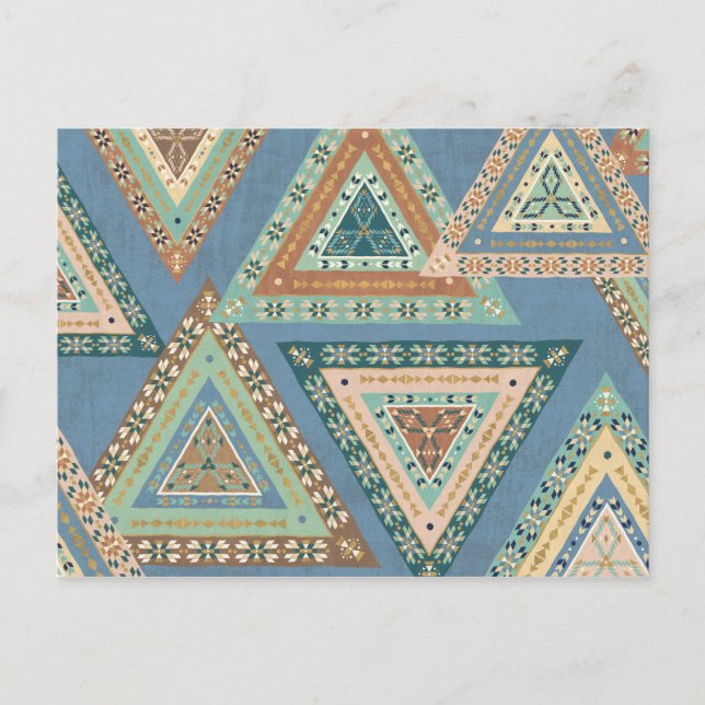 Outdoor Geo X | Blue Tribal Indian Pattern Postcard (Front)